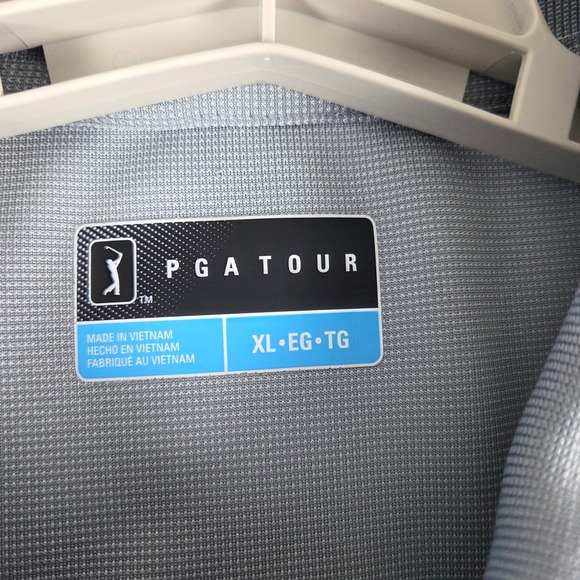 PGA Tour Mens XL Gray Short Sleeve Performance Golf Polo Shirt Textured Active - Picture 2 of 7